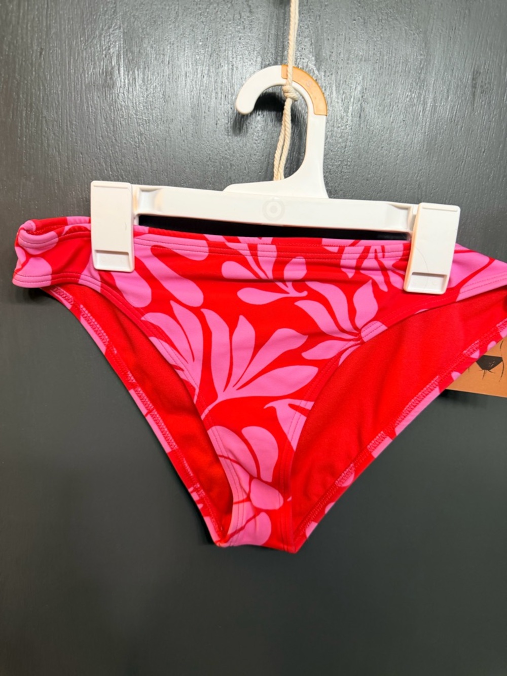 Shade & Shore Red and Pink Floral Bikini Bottoms